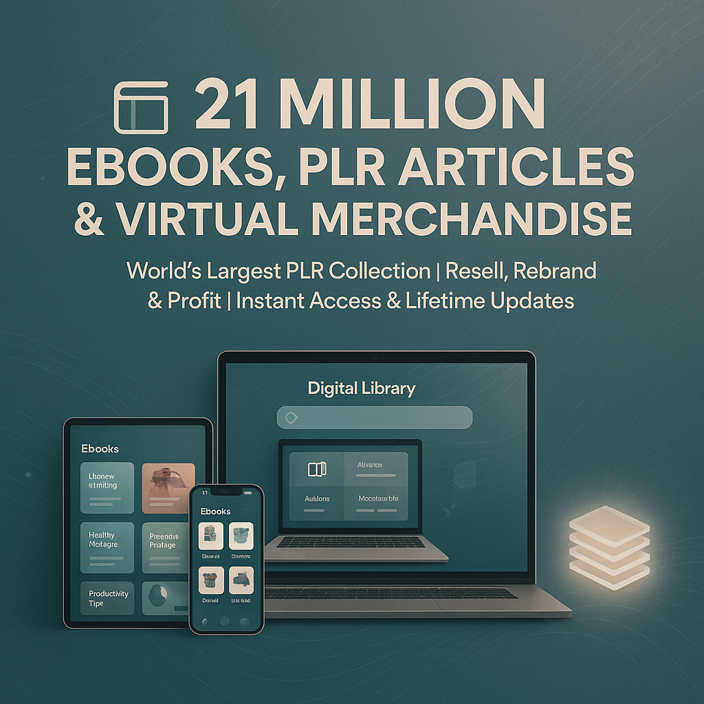21 Million Ebooks PLR Articles and Virtual Merchandise 21 Million Ebooks PLR Articles and Virtual Merchandise