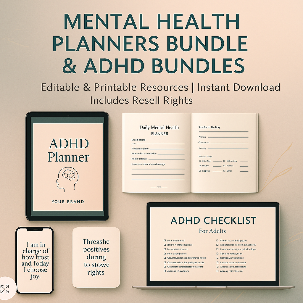 Mental Health Planners Bundle (MRR) & ADHD Bundle Mental Health Planners Bundle (MRR) & ADHD Bundle